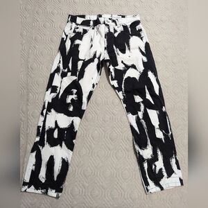 Alexander McQueen Men's Black and White Graffiti Print Jeans size 34US 50EU